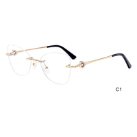 Temples de lunettes optiques à monture papillon sans monture en métal nouvellement conçus avec un design de mode en forme de coeur