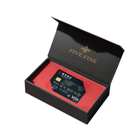 Boîte à cartes de crédit rigide de luxe noire personnalisée de haute qualité avec logo, mousse en velours, gaufrage, pelliculage mat, revêtement UV, magnétique