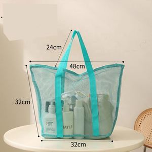 Custom Logo Waterproof Large Market Grocery Shopper Gift Beach <b>Net</b> Black Nylon Mesh Shopping Tote <b>Bag</b> - Product Image 3