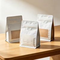 Sacs à café personnalisés imprimés 250g 500g 1kg, finition mate ou brillante, fond plat, avec valve et fermeture éclair refermable, en papier kraft pour emballage de café