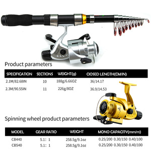Canne à pêche longue et portable avec un ensemble complet d'équipement <span class=keywords><strong>de</strong></span> pêche en mer, en carbone, canne à pêche à leurre et poignée en EVA pour la pêche <span class=keywords><strong>au</strong></span> fond - Product Image 2