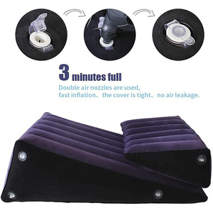 Ensemble de canapé <span class=keywords><strong>gonflable</strong></span> <span class=keywords><strong>magique</strong></span>, coussin d'aide sexuelle, rampe avec coussin triangulaire, support corporel, bleu, pour couples, cale de posture, utilisation au <span class=keywords><strong>lit</strong></span>, jouets - Product Image 2