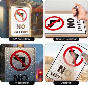 Señal de giro a la izquierda sin agujeros preperforados reflectantes de grado ingeniero señalización de tráfico de aluminio para coches camiones Road Street - Product Image 4