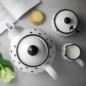 Set da Caffè e Tè in <span class=keywords><strong>Ceramica</strong></span> di Alta Qualità, Servizio Dipinto a Mano con Brocca per Latte, <span class=keywords><strong>Zuccheriera</strong></span> e Piattini per 4-6 Tazze - Product Image 3