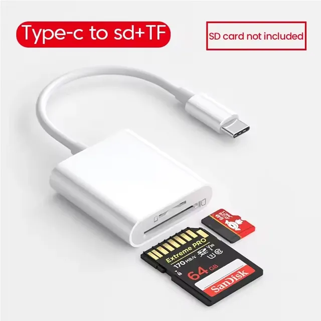 OTG Card Reader SD TF Memory Card Adapter Plug and Play for 16/15 Pro Max iPad for for Type-C Phones