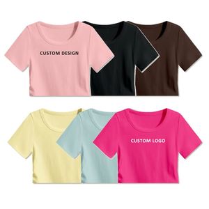 Camiseta de Verano para Mujer, Sexy, de Algodón, Manga Corta, con Logotipo Personalizado, Corte Regular, Cuello Halter - Product Image 1