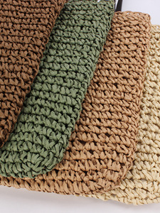 Bolso de Mujer Mori Photo de Gran Capacidad, Tejido con Cuerda de Papel, Cierre de Cremallera, Doble Asa de Hombro, Color Sólido, Tanjing - Product Image 3