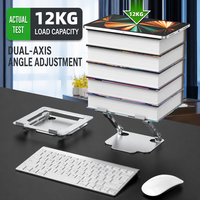 Support pour ordinateur portable en aluminium réglable, pliable, portable, 360° °   Support de refroidissement ergonomique rotatif en alliage d'aluminium pour ordinateurs portables de 10 à 17,3 pouces (vente en gros OEM)