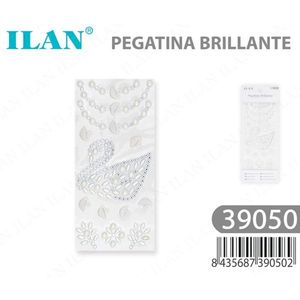 Adesivi con Strass Ilan, Design Cigno Bianco 39050, Foglio Adesivo Decorativo - Product Image 3