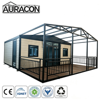 Maison conteneur modulaire préfabriquée de 30 pieds à double aile extensible de style européen pour la construction d'hôtels de luxe, structure en acier portable