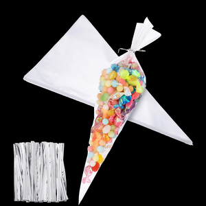 2024 trasparente BOPP Opp cono di plastica tubatura caramelle Sandwich sacchetto regalo triangolo cibo cioccolato dolce Popcorn sacchetto di imballaggio - Product Image 2
