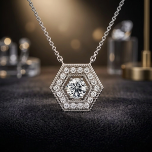 Pendentif en or blanc fantaisie avec diamant véritable, bijoux de luxe de créateur, collier de mariée, cadeau pour femme - Product Image 1