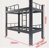 Lit superposé moderne en métal noir démontable avec rangement, cadre en fer pour dortoir scolaire, appartement, chantier de construction