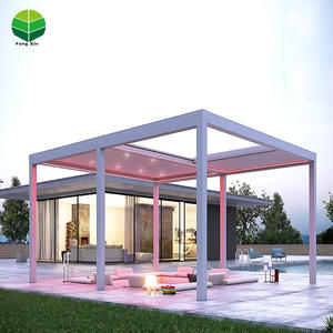 Pergola Aluminium Outdoor Wasserdichtes Lamellen dach Bio klimatische Pergola Motorisierte Metall Pavillon Garten Pergola - Product Image 4