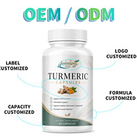 Capsules de curcuma et curcumine OEM avec extrait de poivre noir, 95 % de curcuminoïdes, complément pour le soutien articulaire, 60 unités par flacon