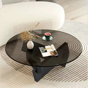 Nordic di lusso salotto tavolino semplice moderno legno massiccio rotondo Design con vetro casa piccoli mobili bassi - Product Image 4