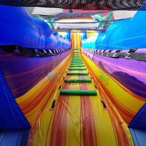 Dual lane toboggan aquatique gonflable kids outdoor bounce house inflatable tropical water <b>slide</b> with <b>pool</b> - Product Image 6