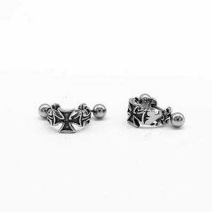 Pendientes de Barra Industriales con Cruz Gótica de Acero Inoxidable para Hombre, Diseño de Cadena Plateada Vintage Punk, Joyería Unisex para Motociclistas - Product Image 2