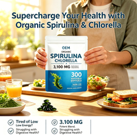 Complément Alimentaire Spiruline Chlorelle en Gélules Molles 3100mg Équivalent par Portion, 300 Gélules