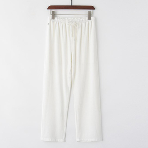 <span class=keywords><strong>Pantaloni</strong></span> di <span class=keywords><strong>lino</strong></span> Casual da uomo personalizzati <span class=keywords><strong>pantaloni</strong></span> di <span class=keywords><strong>lino</strong></span> a gamba dritta in vita elasticizzata leggera tinta unita - Product Image 5