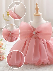 Abito da Principessa Floreale per Bambine, Mini Abito con Perline e Grande Fiocco per Feste Estive, Elegante Vestito da Principessa per Bambine - Product Image 2