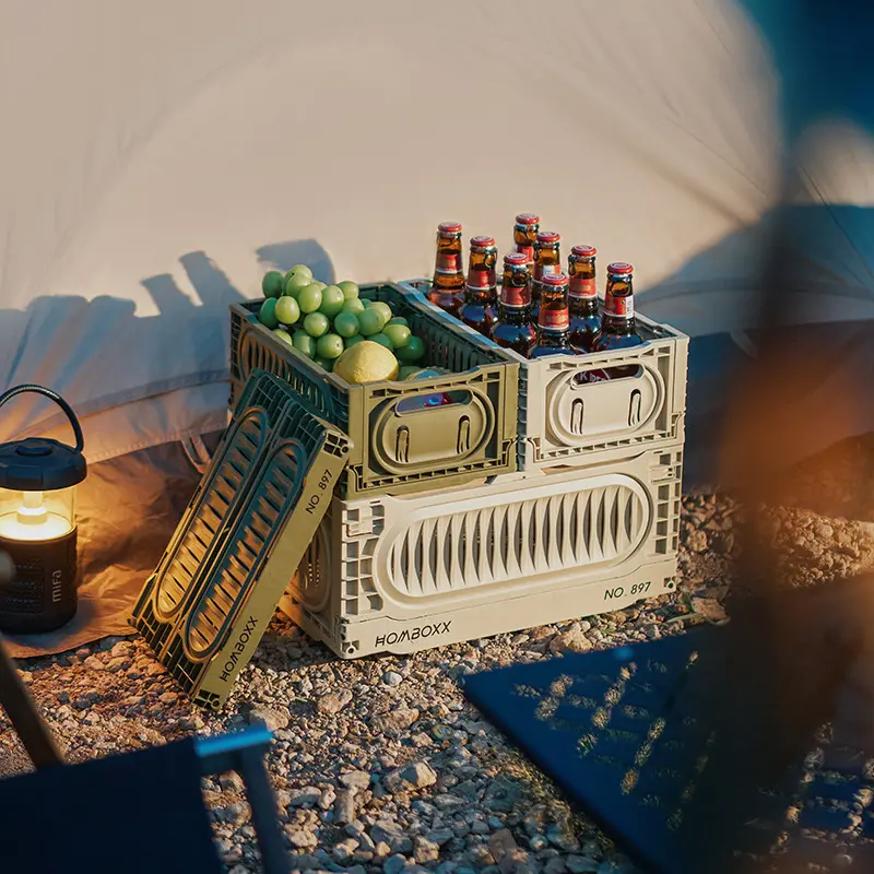 Contenedor de almacenamiento multifuncional, organizador de maletero, caja de almacenamiento plegable para acampar con tablero de mesa de madera para Picnic al aire libre