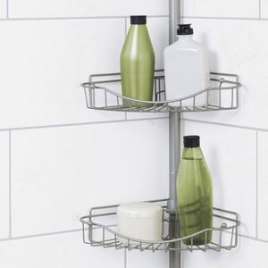 Stainless Steel Modern Four-Tier <b>Corner</b> Organizer with Chrome Plated Finish Wall Mounted Adhesive Kitchen Bathroom Storage Rack - Product Image 5