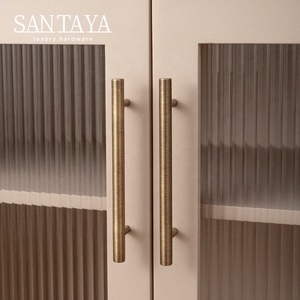 Santaya <strong>Antique</strong> Brass Solid T Bar Cabinet Minimalist Long Handles Bronze Kitchen Cabinet Pulls Dresser <strong>Drawer</strong> <strong>Knobs</strong> - Product Image 5