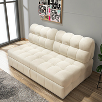 Sofá Cama Doble Reclinable Moderno, Tapizado en Tela Negra, Relleno de Algodón Modular, Multifuncional, Extensible, Plegable para Sala de Estar o Dormitorio
