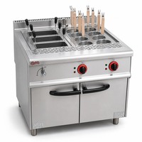 Cuiseur à pâtes électrique professionnel avec deux zones de cuisson et deux types de paniers pour la cuisson des pâtes et des pommes de terre