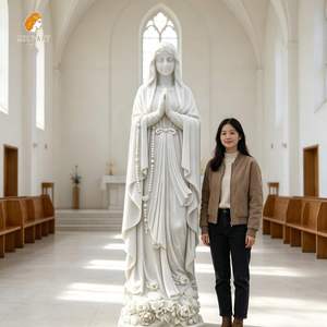 Estatua de la Virgen Marí<span class=keywords><strong>a</strong></span> de Mármol Blanco de Tamaño Real, Tallada <span class=keywords><strong>a</strong></span> Mano, Estilo Religioso para Iglesia, Marca MILY - Product Image 1