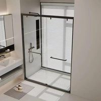 Pintu Kamar Mandi Kaca Temper Berbingkai Engsel Komersial, Partisi Kamar Mandi Ayun, Partisi Basah Kering untuk Proyek Hotel