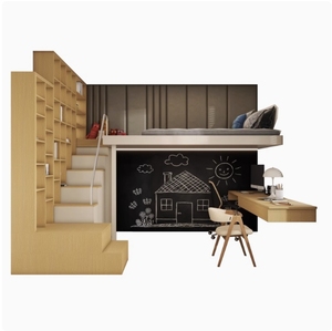 Design d'intérieur de <span class=keywords><strong>chambre</strong></span> d'adolescent <span class=keywords><strong>moderne</strong></span> Lit mezzanine pour <span class=keywords><strong>adulte</strong></span> style avec canapé <span class=keywords><strong>Chambre</strong></span> d'enfants avec grille - Product Image 4