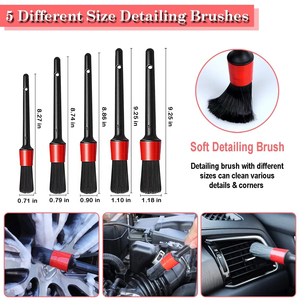 Ensemble de 24 brosses de détail <span class=keywords><strong>pour</strong></span> voiture, manche long en <span class=keywords><strong>plastique</strong></span>, brosses souples, <span class=keywords><strong>perceuse</strong></span>, roues intérieures et extérieures, kit de lavage <span class=keywords><strong>pour</strong></span> tableau de bord, nettoyage - Product Image 3