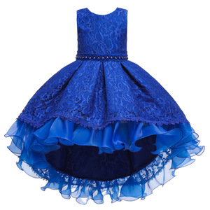 Vestido de princesa de encaje para niñas, sin mangas, con dobladillo alto y bajo, para fiestas y desfiles - Product Image 4
