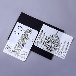 Nhựa Vẽ Stprint Tòa Nhà Nổi Tiếng Chủ Đề Stencils 11X8Inch K Laser Cut Công Cụ Sơn Cho DIY <span class=keywords><strong>A4</strong></span> Notebook Scrapbook Art - Product Image 3