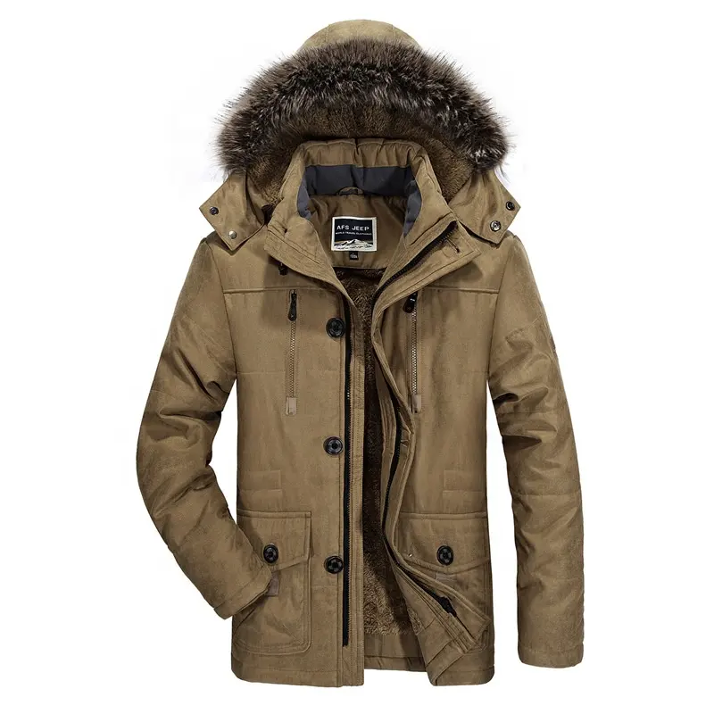 Yeni geldi sıcak kalın dolgu erkek kış ceket kürk kapşonlu kış polar rüzgarlık ceket erkek kış Parka