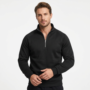 Fournisseur de pulls à col zippé : Pull à col zippé en molleton de coton pour les détaillants universitaires américains, logo personnalisé à bas prix - Product Image 1