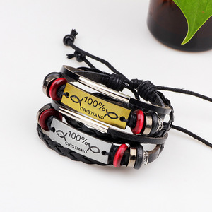 Woven Leather <b>Bracelet</b> Gold And Silver <b>Infinity</b> Symbol Couple Jewelry Promotional Wristbands - Product Image 3