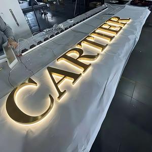 Name Light 3D Letter Backlit LED <b>Acrylic</b> and Gold Logo Stainless Steel <b>Mirror</b> Signboard for Office Use with Easy Installation - Product Image 2