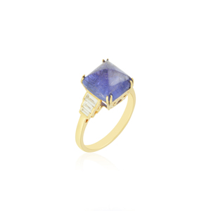 Yellow <b>Gold</b> <b>Ring</b> with Tanzanite Gemstone Elevate your style with this exquisite multistone <b>ring</b>, crafted in radiant yellow <b>gold</b> - Product Image 3