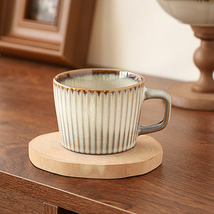 Mug en céramique rayé, porcelaine résistante à la chaleur, style nordique, tasse à café pour usage quotidien et cadeaux - Product Image 2