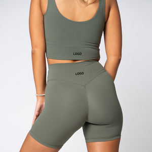 Ropa deportiva personalizada, pantalones cortos de yoga transpirables de cintura alta sin costura frontal, pantalones cortos deportivos de motorista para mujer - Product Image 5