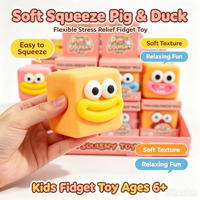 Jouet Squishy en PVC en forme de cochon ou de canard, blocs de construction, avec expressions mignonnes, doux à presser, jouet anti-stress pour enfants de 5 ans et plus