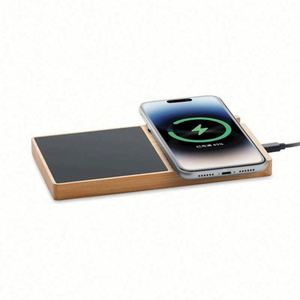 Base de Carga Inalámbrica de Bambú con Logotipo Personalizado, Impresión UV, Tipo-C, Carga Rápida de 15W/10W/5W, Diseño Moderno, Regalo Promocional Empresarial para Teléfono - Product Image 3