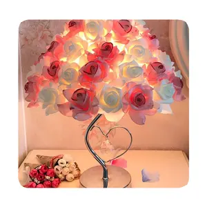 Nouveau Style européen Rose fleur Led lampe de Table fête de mariage chambre chevet veilleuse décoration cadeau vacances éclairage 2024