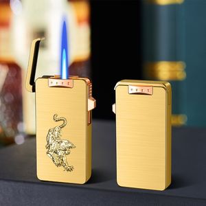 2025 personnalisé gonflable bleu flamme Butane briquet nouveau métal Laser briquet cadeau parfait pour hommes/femmes sur l'anniversaire - Product Image 4