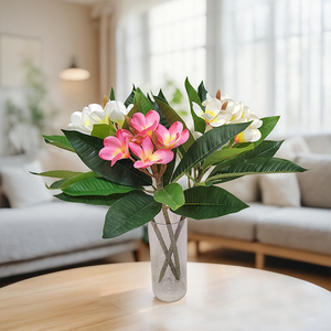 Nouvelle arrivée : Fleur de <span class=keywords><strong>Plumeria</strong></span> imprimée en 3D réaliste avec tige flexible - <span class=keywords><strong>Plante</strong></span> artificielle au toucher réel pour vase, centre de table - Product Image 2