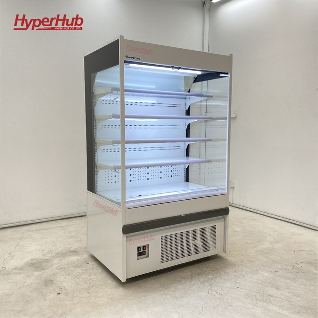 Luxury Open Air Merchandiser Freezer Stainless Steel Finish Multi-Tier Drink Cooler with Air Cooling for Cafe Bakery Restaurant