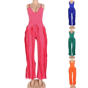 Ensemble tendance pour femmes en 2 pièces, haut camisole avec bordure à franges et pantalon large, <span class=keywords><strong>tenue</strong></span> décontractée pour tous les jours, ensemble assorti <span class=keywords><strong>de</strong></span> mode africaine - Product Image 5